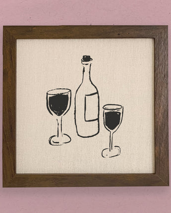 Wine and Glasses - Framed Sign