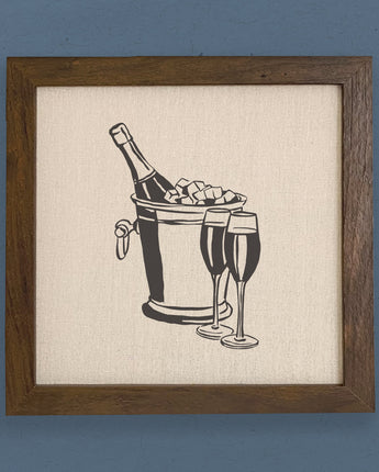 Wine Bucket and Glasses - Framed Sign