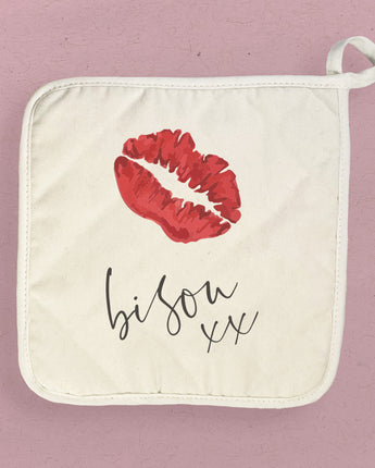 Bisou xx - Valentine's Day Cotton Pot Holder