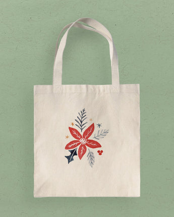 Hand Drawn Red Poinsettia - Canvas Tote Bag