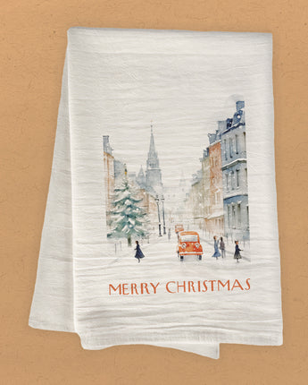 Vintage Christmas Poster - Cotton Tea Towel