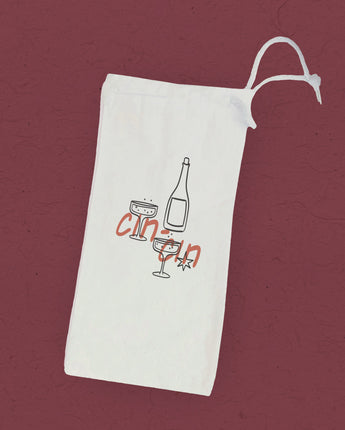 Cin Cin Champagne - Canvas Wine Bag