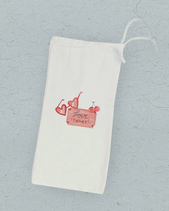 Love Ticket - Valentine's Canvas Wine Bag