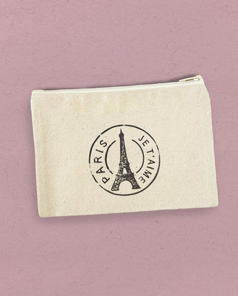 Paris Stamp - Canvas Zipper Pouch