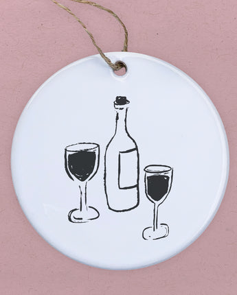 Wine and Glasses - Ornament