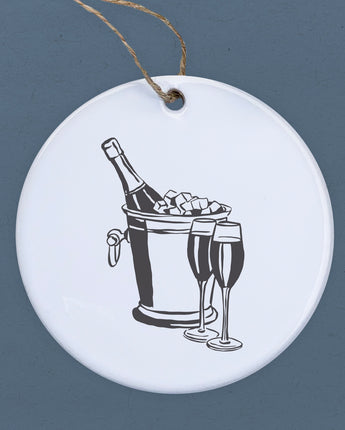 Wine Bucket and Glasses - Ornament