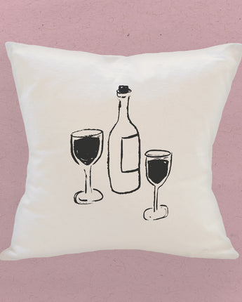 Wine and Glasses - Square Canvas Pillow