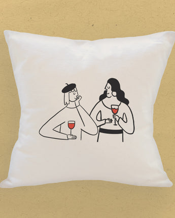 Wine Conversations - Square Canvas Pillow