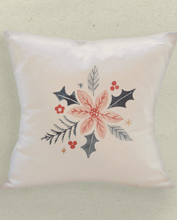 Hand Drawn Pink Poinsettia - Square Canvas Pillow