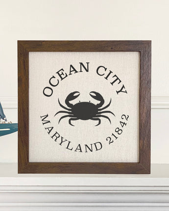 Crab w/ City and State - Framed Sign