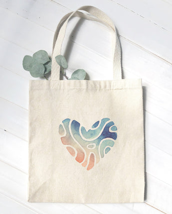 Abstract Beach Heart - Valentine's Day Canvas Tote Bag