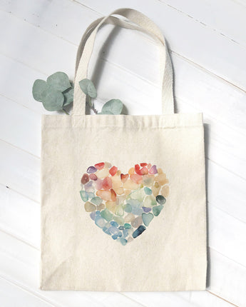 Sea Glass Heart - Valentine's Day Canvas Tote Bag