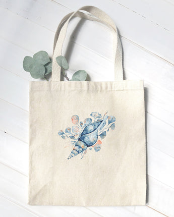 Watercolor Tulip Shell - Canvas Tote Bag