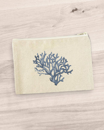 Blue Coral - Canvas Zipper Pouch