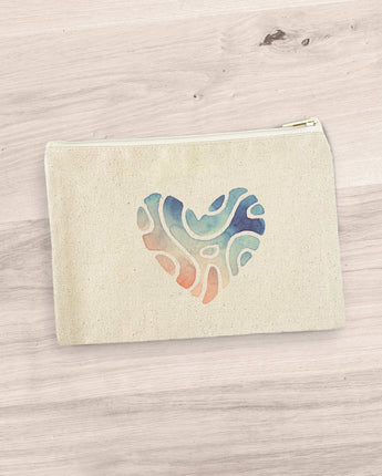 Abstract Beach Heart - Valentine's Day Canvas Zipper Pouch