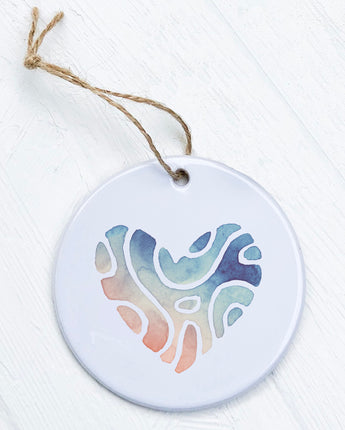 Abstract Beach Heart - Valentine's Day Ornament