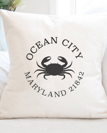 Crab w/ City and State - Square Canvas Pillow