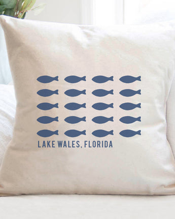 Hand Drawn Fish City State - Square Canvas Pillow
