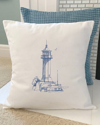 Sketched Lighthouse (Angular) - Square Canvas Pillow