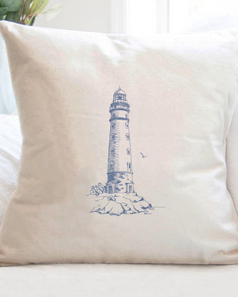 Sketched Lighthouse (Round) - Square Canvas Pillow