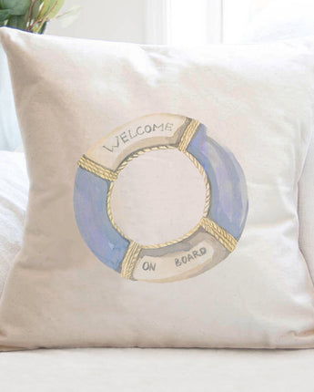 Welcome on Board Lifebuoy - Square Canvas Pillow