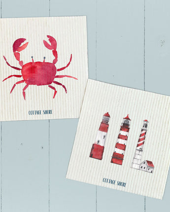 Red Lighthouses, Red Crab 2 pk - Swedish Dish Cloth