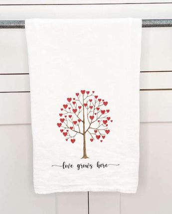 Love Grows Here Heart Tree - Cotton Tea Towel