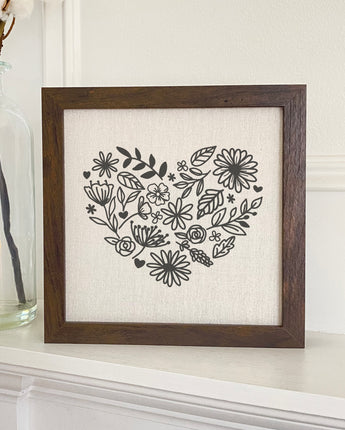 Heart of Flowers - Framed Sign