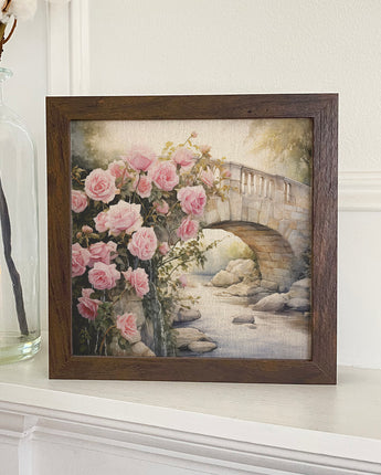 Bridge and Roses - Framed Print