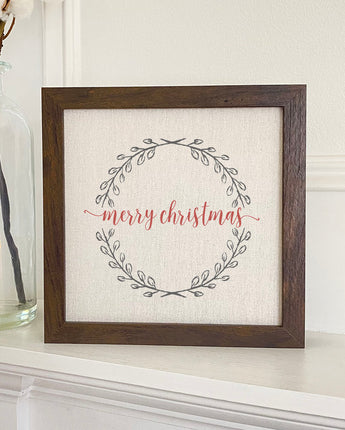 Merry Christmas Wreath - Framed Sign