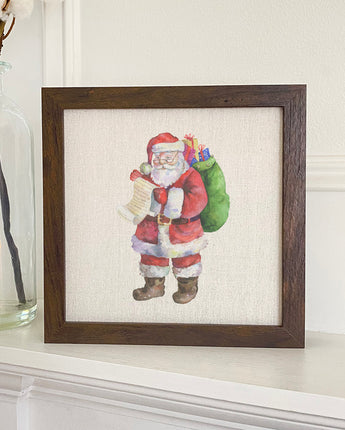 Santa with List - Framed Sign