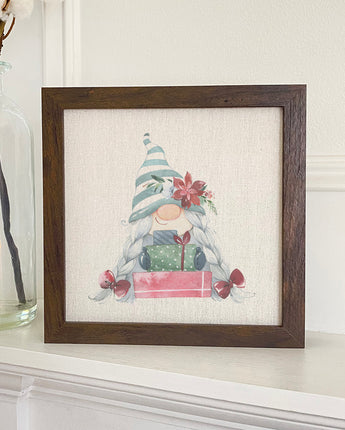 Gnome with Presents - Framed Sign