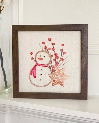 Gingerbread Snowman and Snowflake - Framed Sign