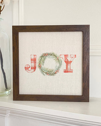 Plaid Joy Wreath - Framed Sign