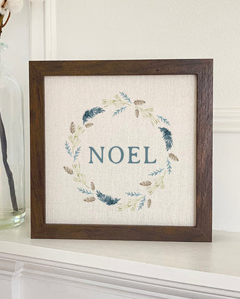 Noel Pine Wreath - Framed Sign