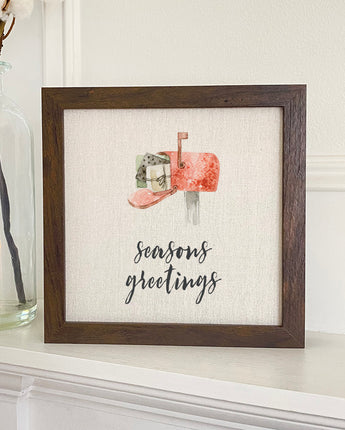 Season Greetings Mailbox - Framed Sign