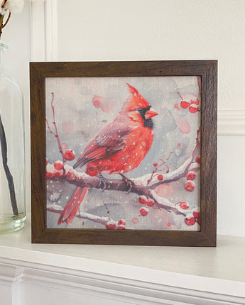 Winter Red Cardinal - Framed Print