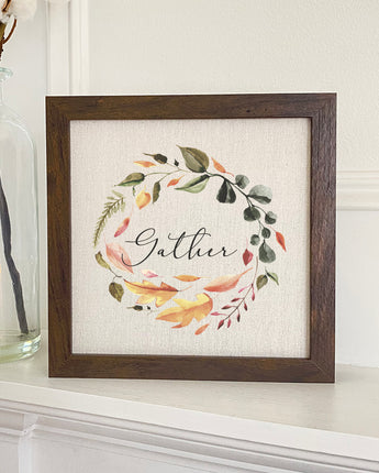 Gather Wreath - Framed Sign