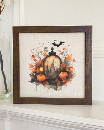 Haunted House Scene - Framed Sign