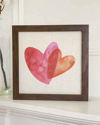 Orange and Pink Double Heart - Framed Sign