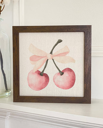 Cherries with a Bow - Valentine's Day Framed Sign