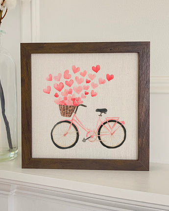 Hearts Bicycle - Valentine's Day Framed Sign