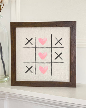 Tic Tac Toe Hearts - Valentine's Day Framed Sign