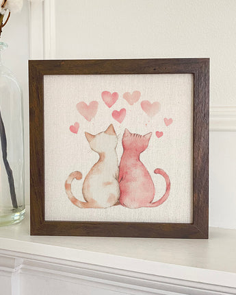 Valentine Cats - Valentine's Day Framed Sign