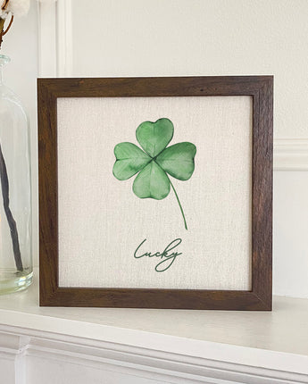 Lucky Four Leaf Clover - St. Patrick's Day Framed Sign