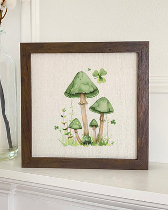 St. Patrick's Day Mushrooms - Framed Sign