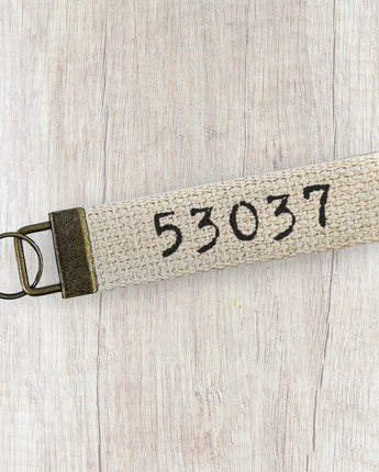 Zip Code - Canvas Key Fob