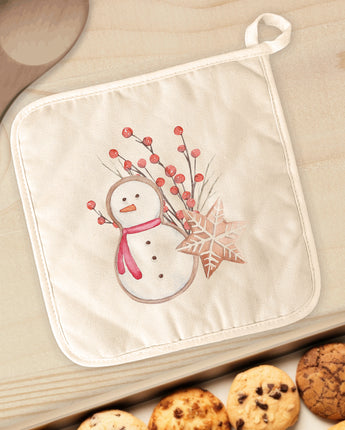 Gingerbread Snowman and Snowflake - Cotton Pot Holder