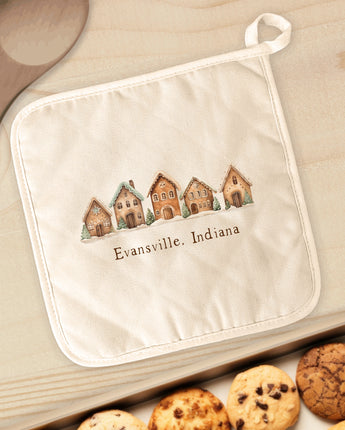 Gingerbread Houses w/ City, State - Cotton Pot Holder