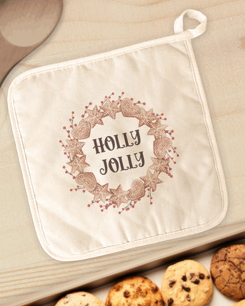 Holly Jolly Gingerbread Wreath - Cotton Pot Holder